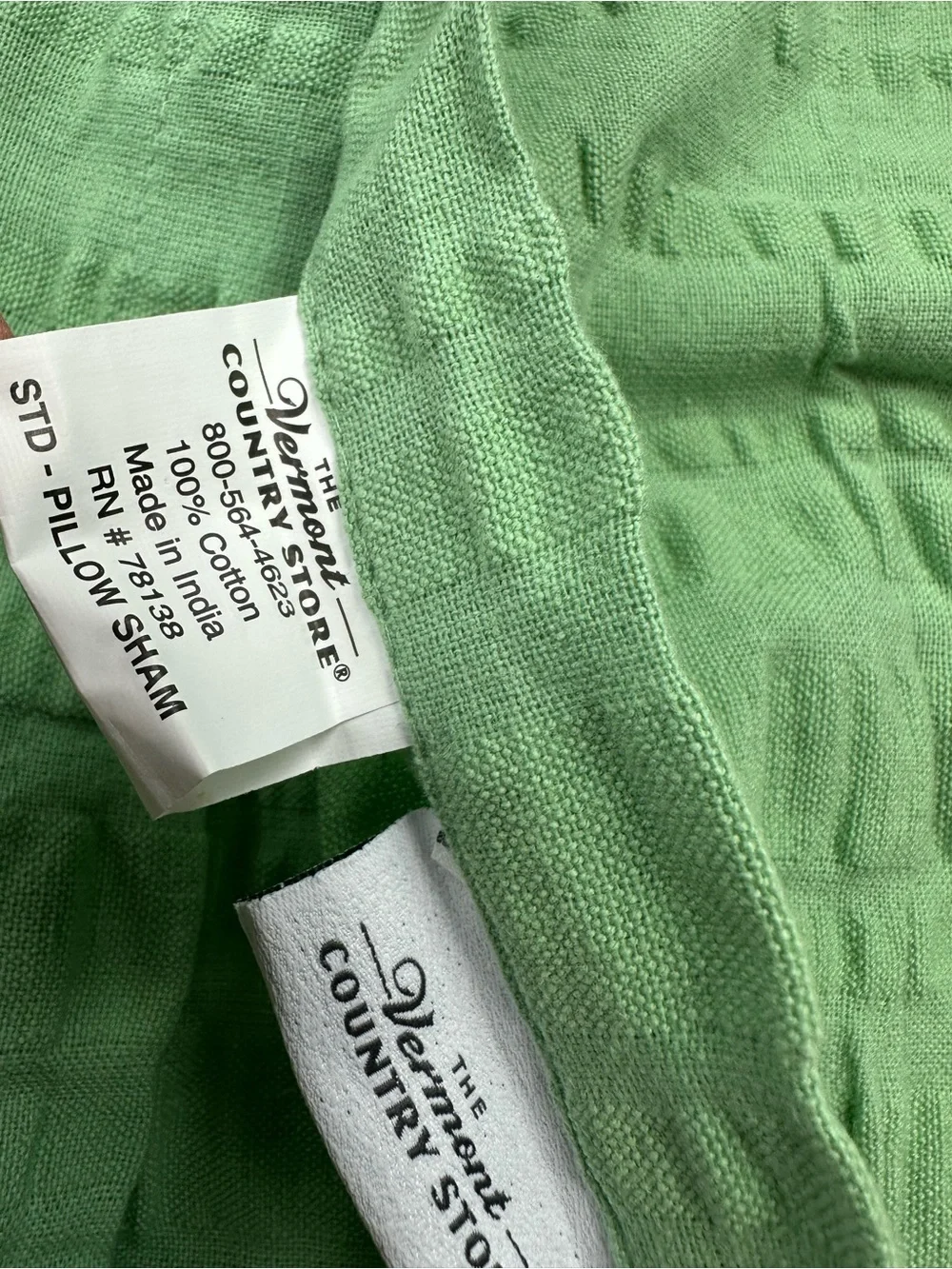 The Vermont Country Store Green Textured Cotton Pillow Shams Standard Size